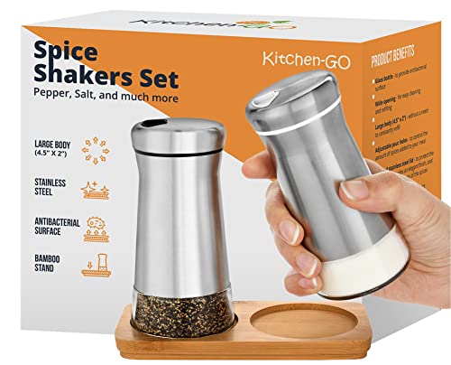 Salt and Pepper Shakers set with Adjustable Pour Holes