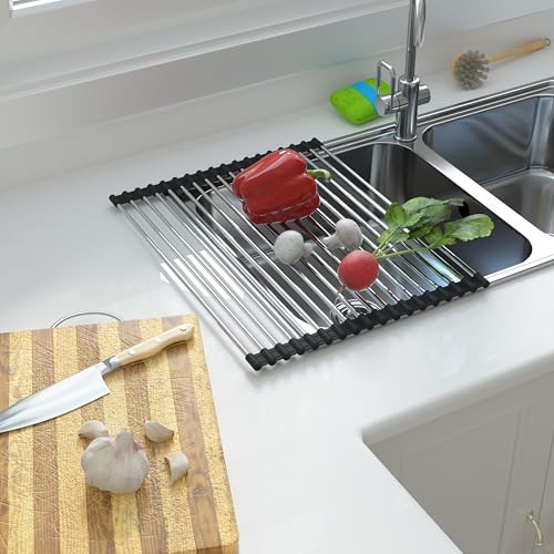 Expandable Roll Up Dish Drying Rack Over The Sink Rack
