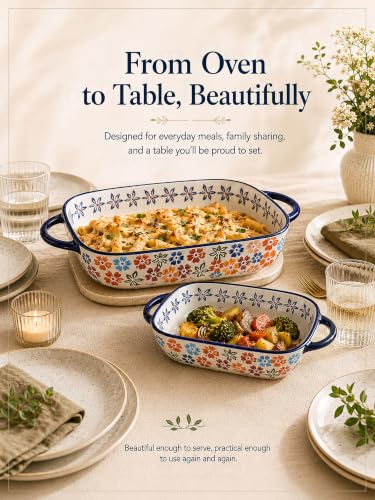 2 Piece Polish Pottery Style Ceramic Baking Dish Set (2 Count)