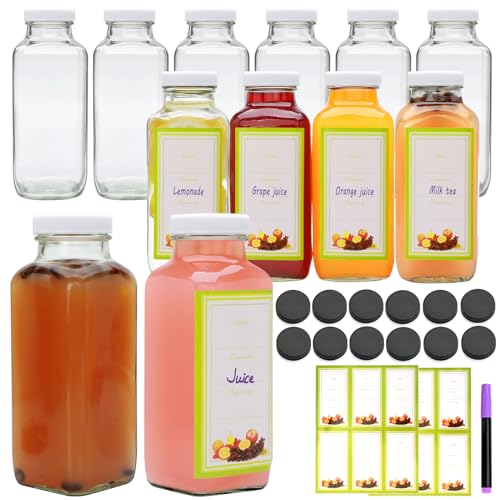 12PCS Juicing Bottles Reusable Glass (12 Count)
