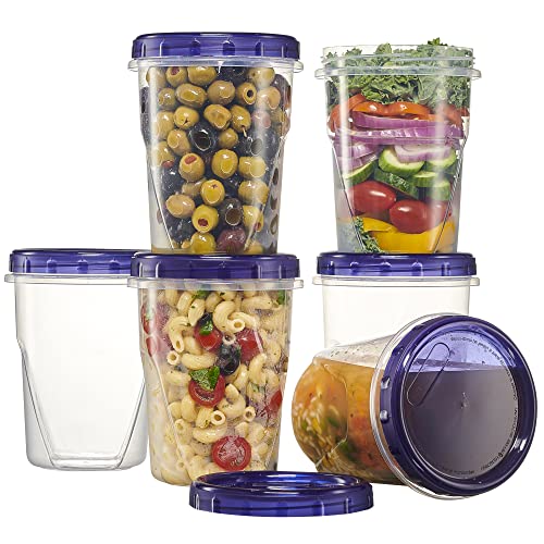 6 Pack Twist Cap Food Storage Containers with Blue Screw on Lid