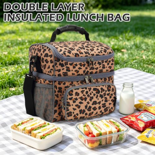 Double Layer Cooler Insulated Lunch Bag Adult Lunch Box Large Tote Bag for Men (2 Count)