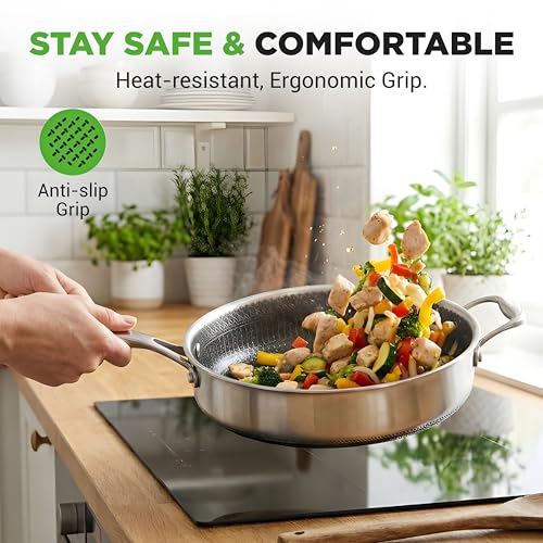 3.4QT Deep Frying Pan with Lid
