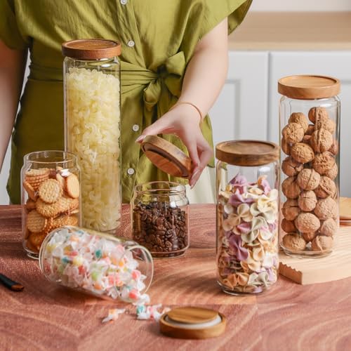 Glass Storage Jars Set with Airtight Wood Lids