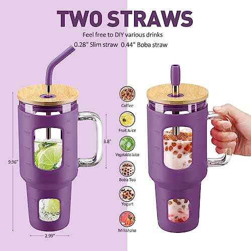 Glass Tumbler with Straw and Lid