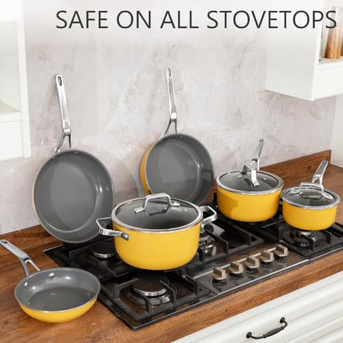 Yellow 10 Piece Ceramic Cookware Set