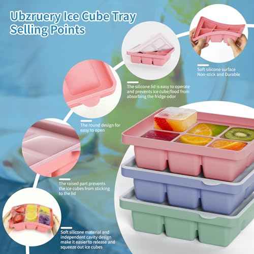 Large Silicone Ice Cube Tray Set of 3 (3 Count)