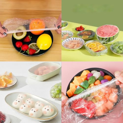 300PCS Elastic Food Covers Fresh Keeping Bags Disposable Stretchable Bowl Covers Universal Kitchen Wrap Seal Bags for Food Storage Bread Proofing and Outdoor Picnics (300 Count)