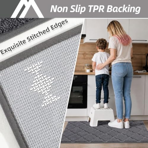 Soft Kitchen Rugs Set of 2 Non Slip 24"x35"+24"x60" (11.6668 Sq Ft)