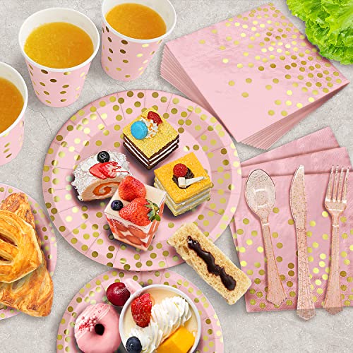 Pink Gold Paper Plates (25 Count)