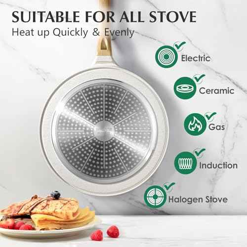 10 Inch Nonstick Crepe Pan Ceramic Coating Pancake Pan White