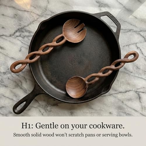 13 Inch Walnut Wood Salad Tongs