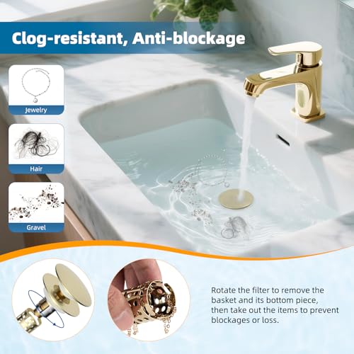 2 Pack Upgraded 3 in 1 Bathroom Sink Drain Strainer (2 Count)