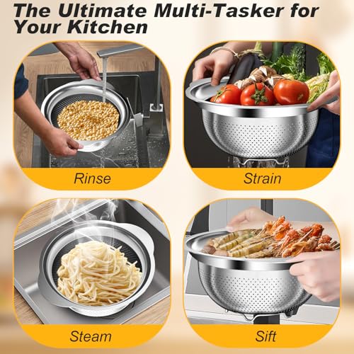 Colander Stainless Steel Colander for Kitchen (3 Count)