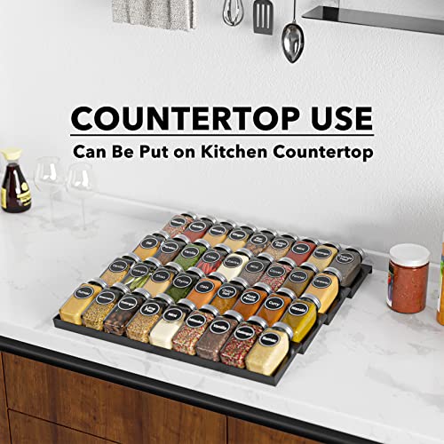Spice Drawer Organizer with 36 Spice Jars