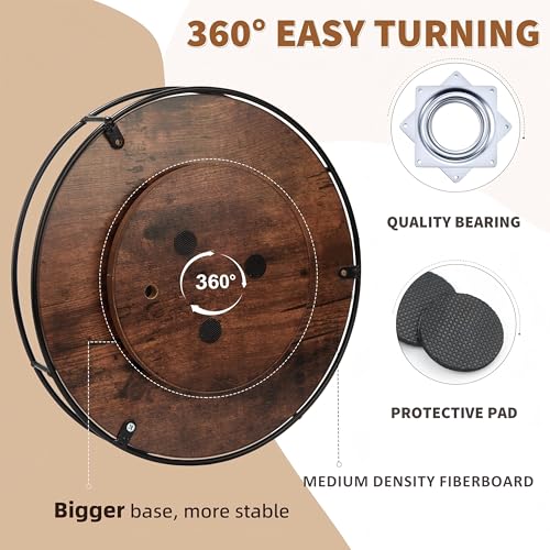 12" Rustic Brown Wood Lazy Susan