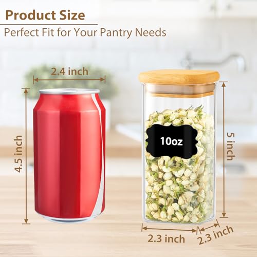 20 Pack 10 oz Square Glass Spice Jars with Lids and Labels (20 Count)