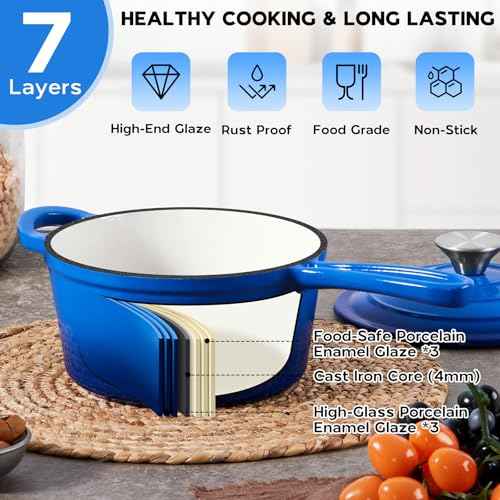 2 Quart Enameled Cast Iron Saucepan