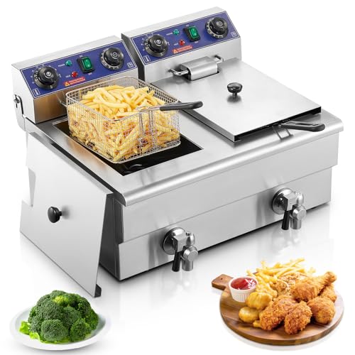 Commercial Deep Fryer with Basket and Lid
