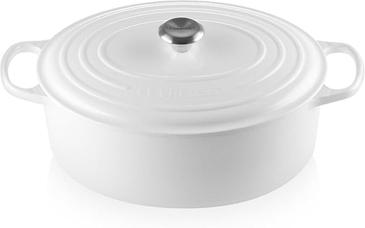 Le Creuset Enameled Cast Iron Signature Oval Dutch Oven, 9.5 qt., White