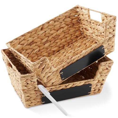 Set of 2 Water Hyacinth Pantry Baskets with Handles (2 Count)