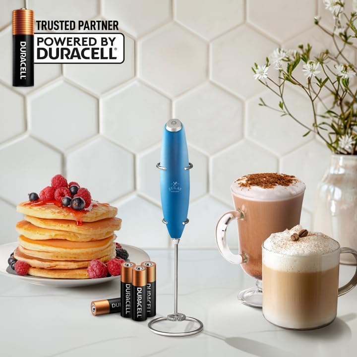 Zulay Kitchen Powerful Milk Frother Wand With 4 AA Duracell Batteries - Ultra Fast Handheld Drink Mixer - Electric Whisk Foam Maker for Coffee, Lattes, Cappuccino, Matcha & Creamer - - Culinary Roots