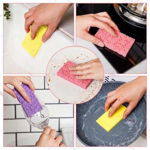 90 Pieces Compressed Wood Pulp Dish Sponges for Kitchen (90 Count)