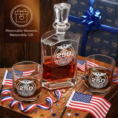 Personalized 250th Anniversary Old Fashioned Whiskey Decanter Set