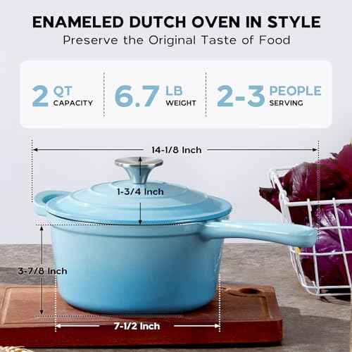 2 Quart Enameled Cast Iron Saucepan