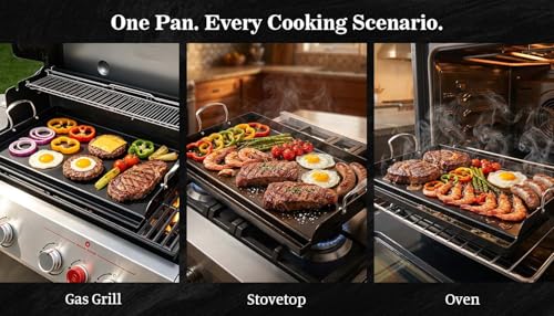 Updated 25" x 16" Cast Iron Griddle for Gas Grill