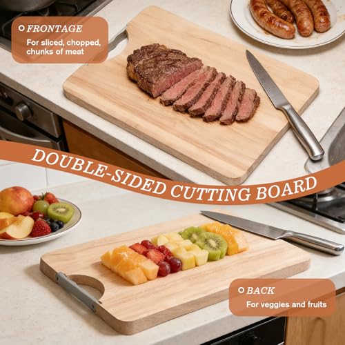 Wooden Cutting Board Set of 3 with Holder Maple Chopping Boards for Kitchen
