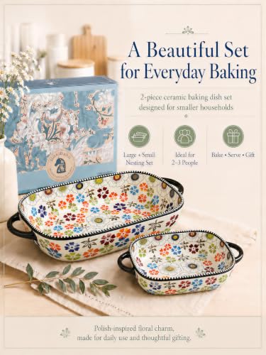 2 Piece Polish Pottery Style Ceramic Baking Dish Set (2 Count)