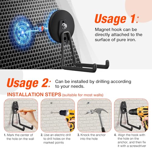 4 Pack Large Strong Magnetic Hooks for Hanging Heavy Duty (4 Count)