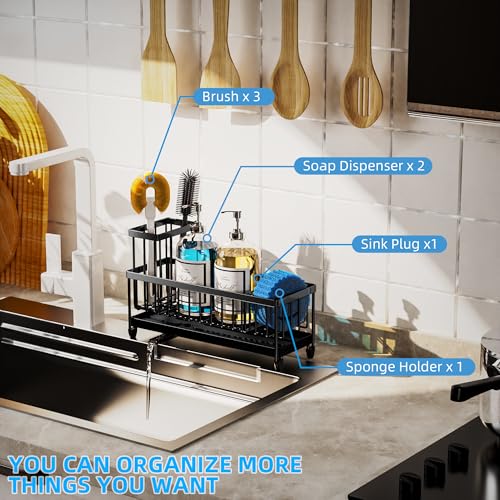 Extra Large Sponge Holder for Kitchen Sink Organizer Caddy