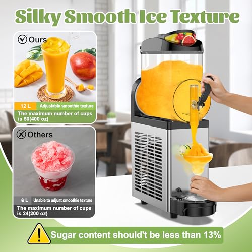 12L Commercial Slushie Machine Frozen Drink Maker Stainless Steel Slushy