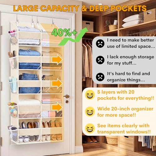 2 Pack Over the Door Organizer 5 Tiers (2 Count)
