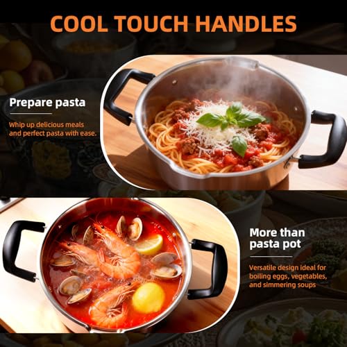 Stainless Steel Stock Pot with Pour Spout and Strainer