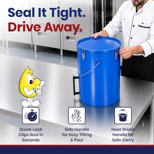 6 Gallon Blue Oil Grease Bucket & Filter Pot