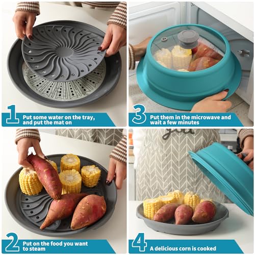 Microwave Splatter Silicone Cover Collapsible Steamer