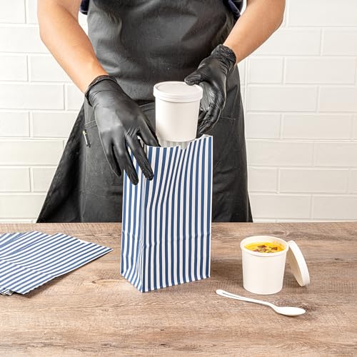 Blue And White Stripe Paper Bag (100 Count)