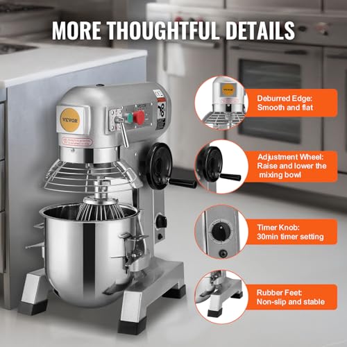 15Qt Commercial Food Mixer Timing Function 500W Commercial Mixer