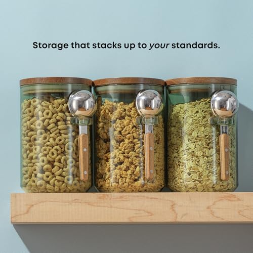 Holden 32oz Stackable Glass Storage Containers with Lids and Scoops (32 Ounce)