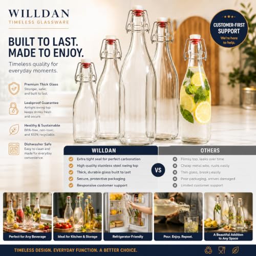 Swing Top Glass Bottles [1 Liter (6 Count)