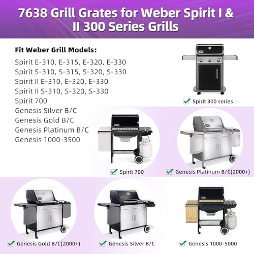 9MM 17.5" Stainless Steel Grill Grates for Weber Spirit E