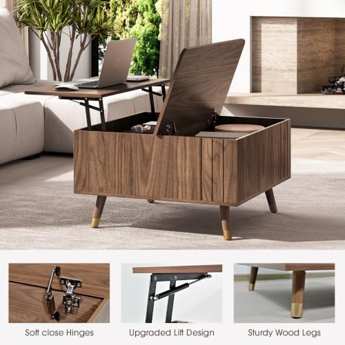 Square Lift Top Coffee Table with Storage for Living Room