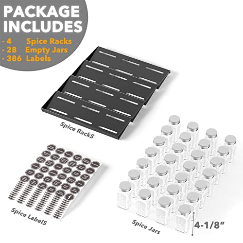Spice Drawer Organizer with 28 Spice Jars