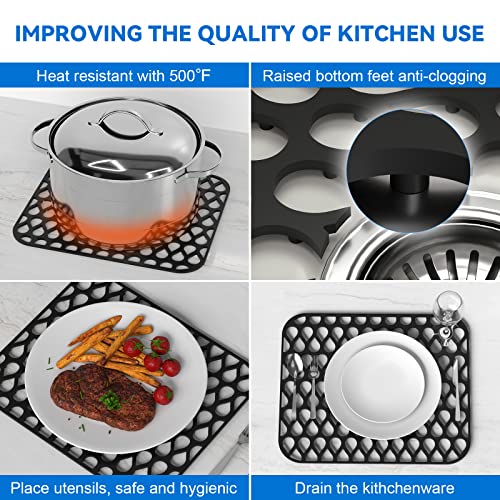Silicone Sink Mat 2PCS TOOVEM Sink Protectors for Kitchen Sink Mats