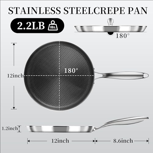 12 Inch Stainless Steel Crepe Pan