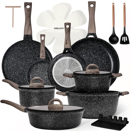 22 Piece Ceramic Cookware Set with Utensils