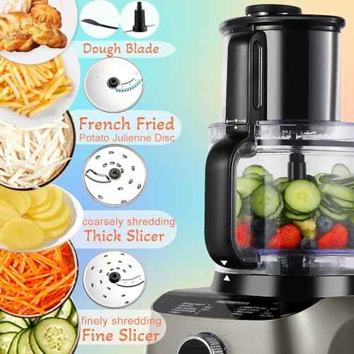 11-in-1 Food Processor and Blender Combo, 14 Cup Food Processor with Large Chute, 51 oz for Smoothies & Ice, for Chopping, Grinding, Slicing, Shredding, Purees & Dough, Dishwasher Safe